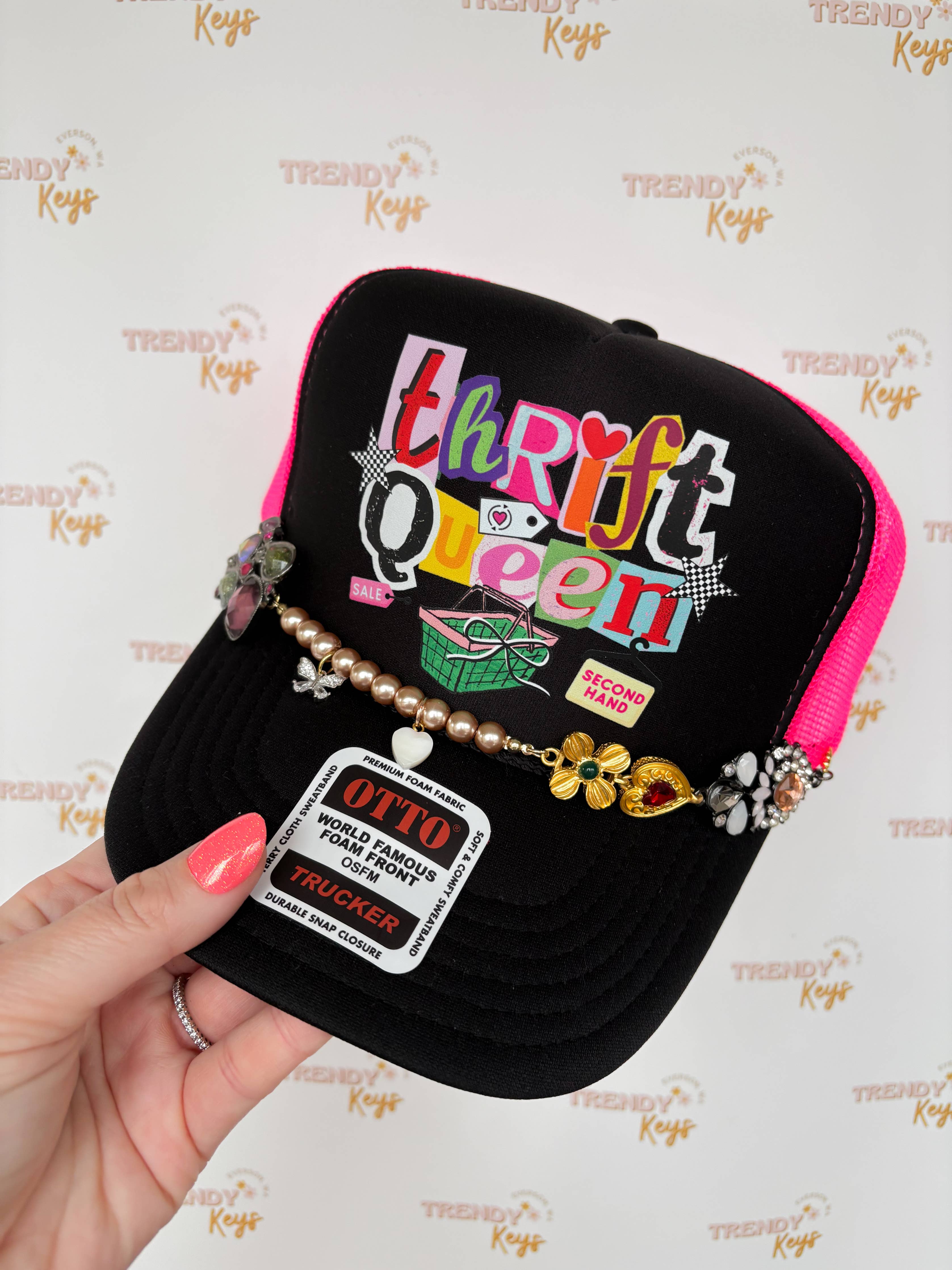 Thrift Queen Trucker Hat - Chain Varies – Mi Vida Uvalde display picture 1