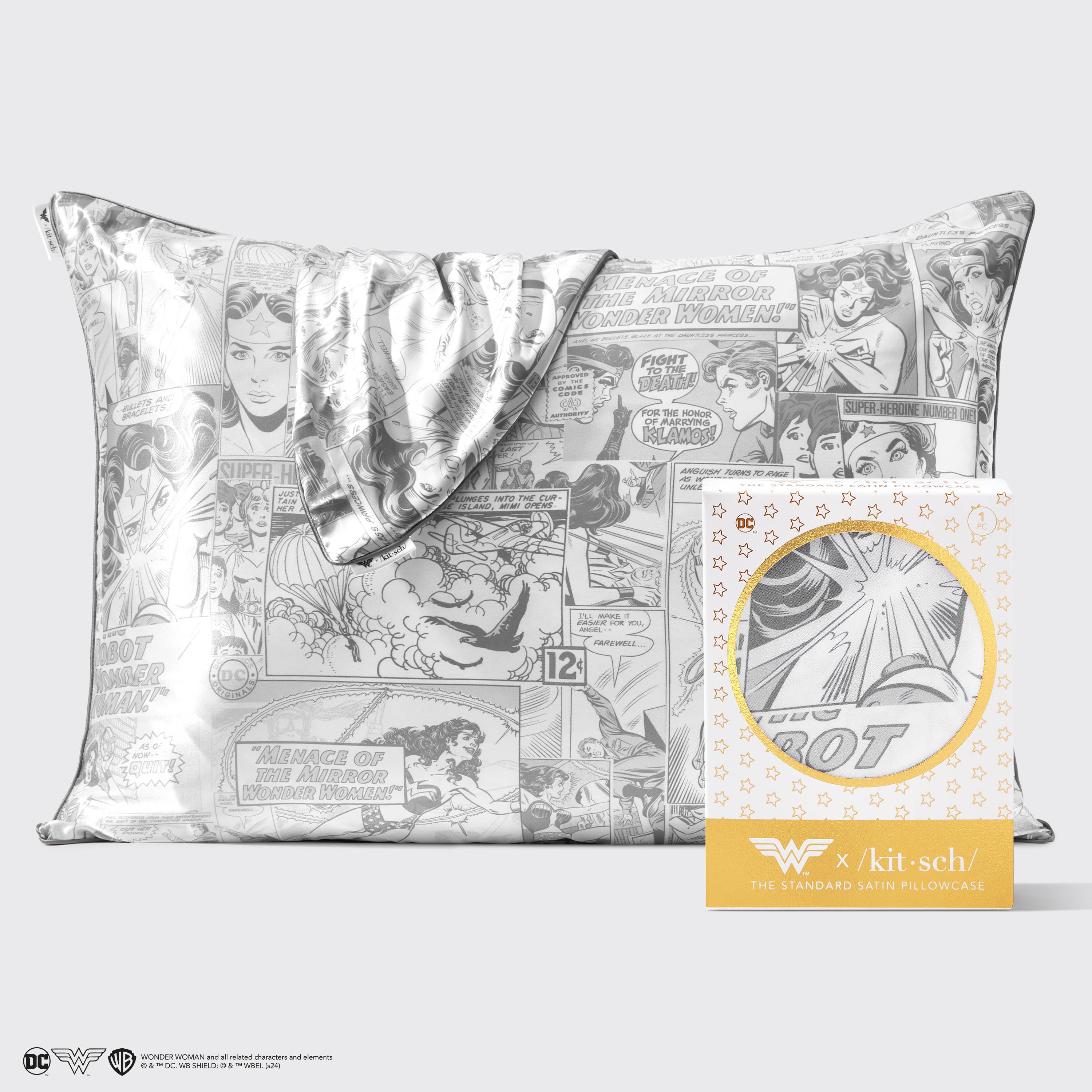 Kitsch x Wonder Woman Satin Pillowcase, Size 19"x36" - Believe in Wonder view 2