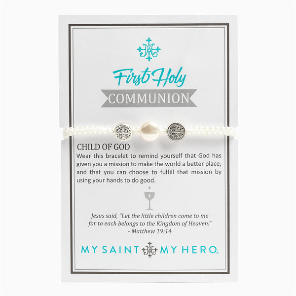 First Holy Communion Blessing Bracelet - Swarovski Pearl
