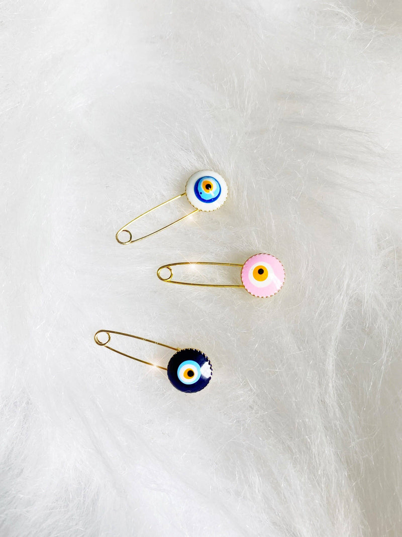 Evil Eye Protection Pin Brooch Minimalistic Handpaint