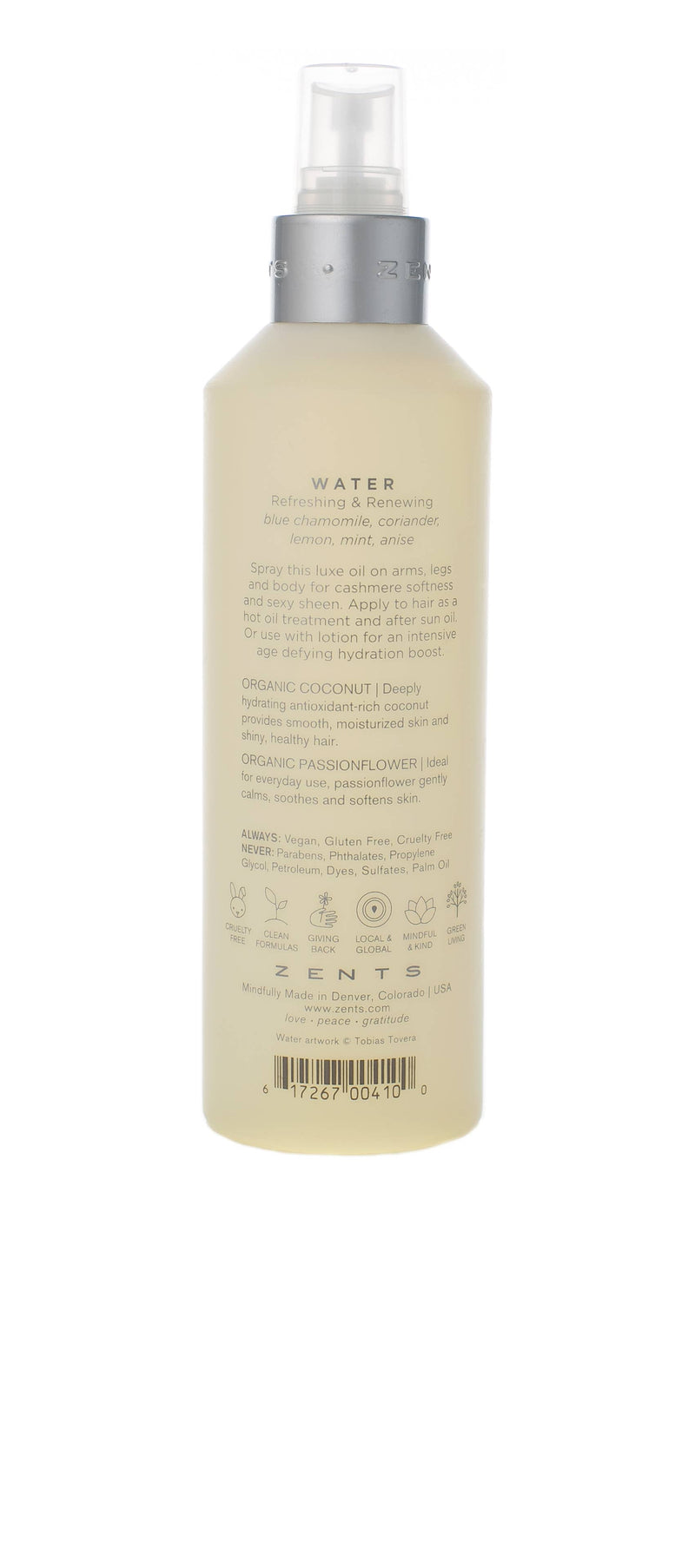 Water, ZENTS Luminous & Moisturizing Cashmere Body Oil