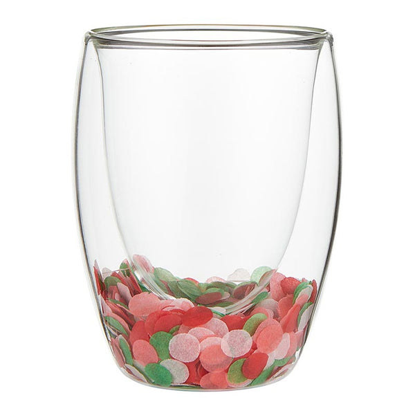 10OZ DOUBLE-WALL STEMLESS WINEGLASS - PINK RED GREEN