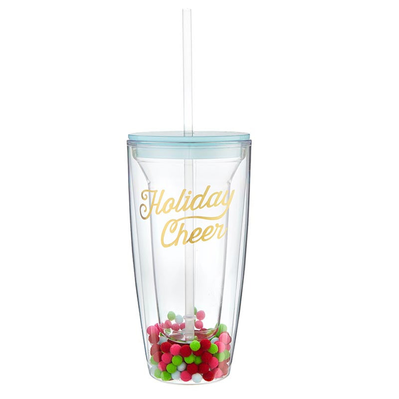 14OZ POM POM TRAVELER TUMBLER - HOLIDAY CHEER