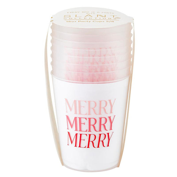 16OZ PARTY CUPS - MERRY MERRY MERRY 8CT