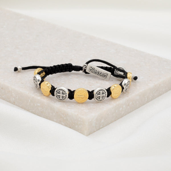 BLESSING BRACELET - MIXED MEDALS - BLACK