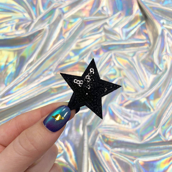 Sequin Star Patch - Small: Black