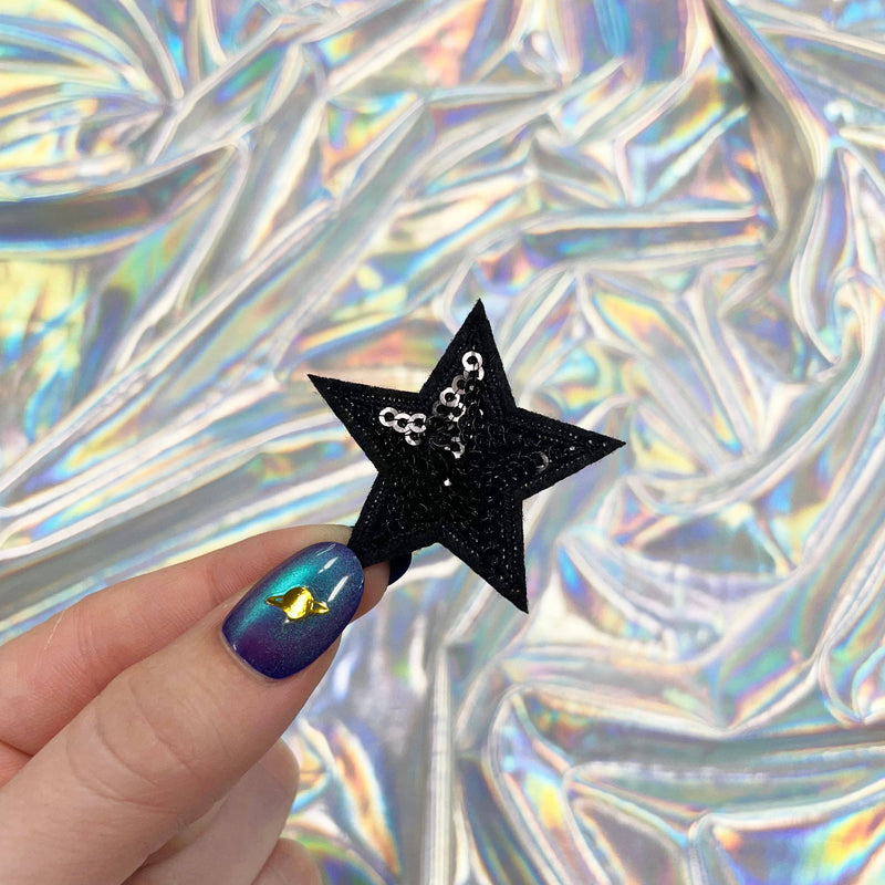 Sequin Star Patch - Small: Black