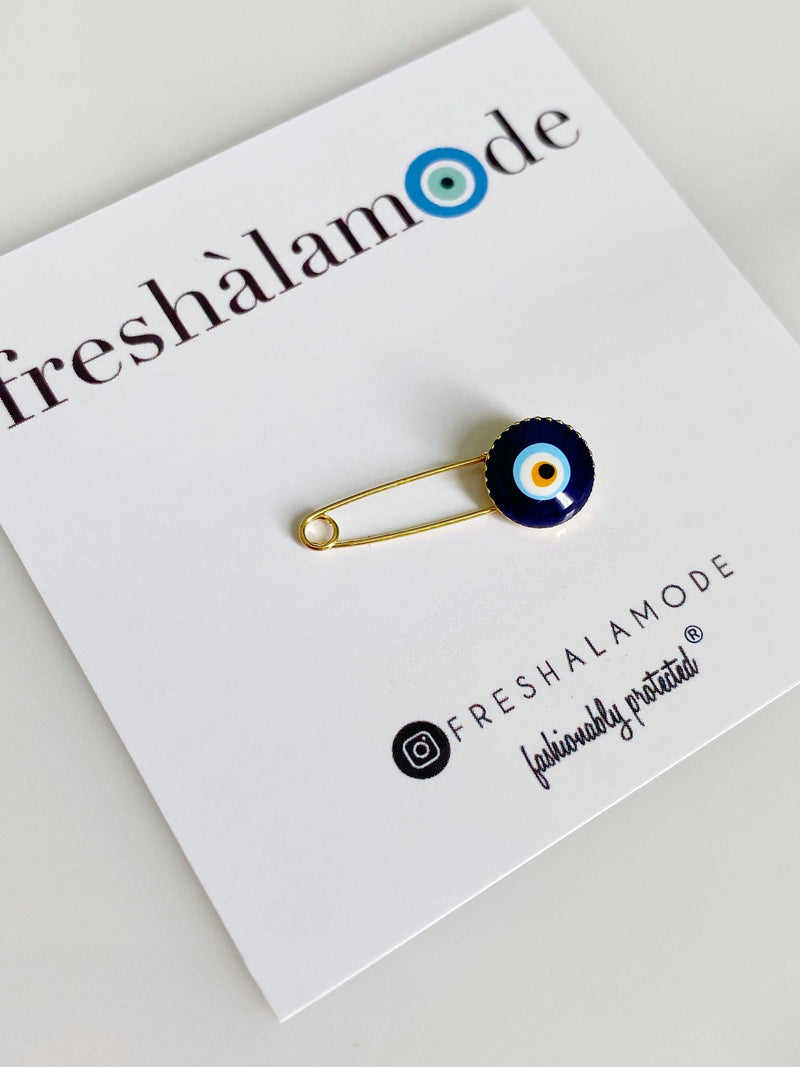 Evil Eye Protection Pin Brooch Minimalistic Handpaint