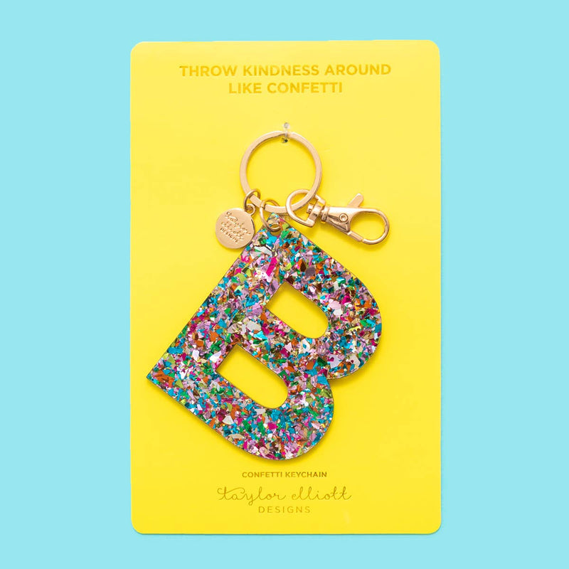 Keychain - Letters A-Z - Colorful Confetti - Each