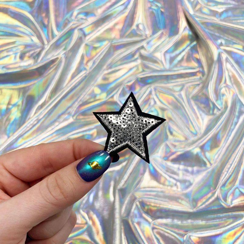 Sequin Star Patch - Small: Black