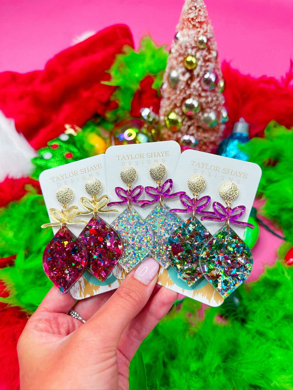 Dasher Ornament Drops: Ariel Confetti/Pink Bow