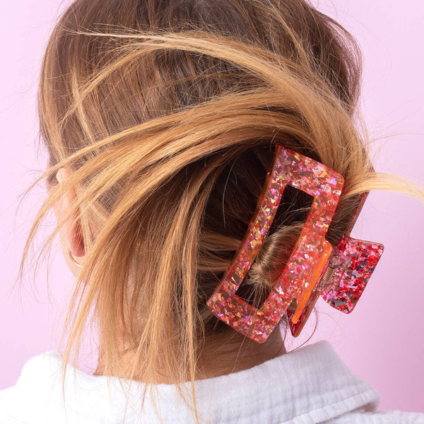 Red + Pink Confetti Claw Clip