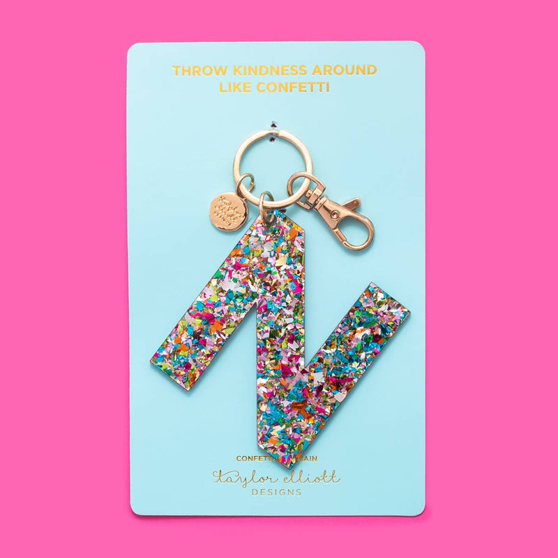 Keychains - Letters A-Z - Colorful Confetti - Each: B