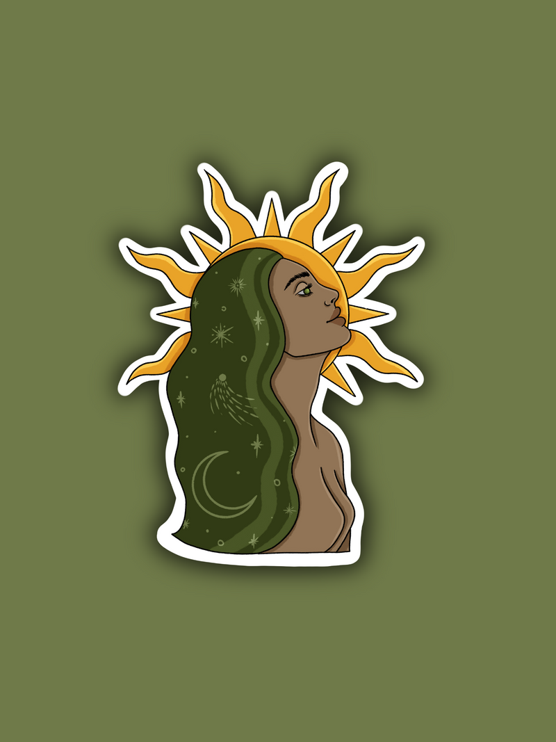 Sun Goddess Sticker - dark skin tone