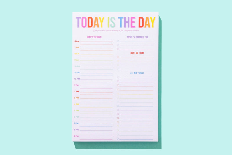 Daily Planner Notepad - "Today is the Day" - 100 Sheets