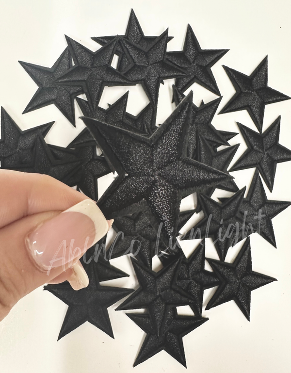 Trucker hat patches 1” black star embroidery patch iron on