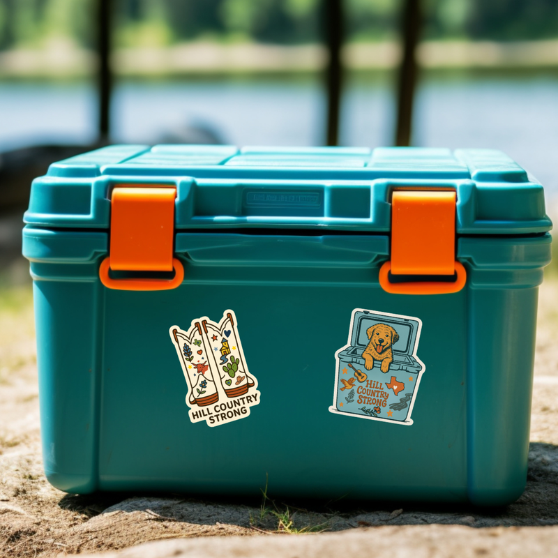 Hill Country Strong Sticker – Texas Boots with Western Motif