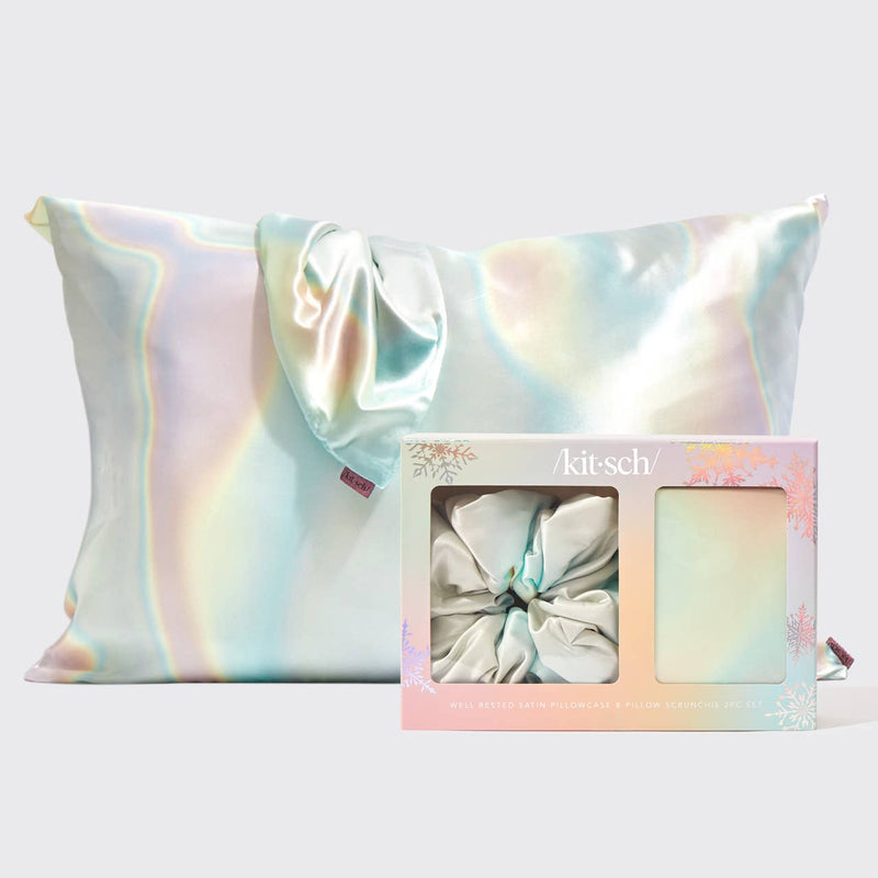 Well Rested Satin Pillowcase and Pillow Scrunchie 2pc - Aura