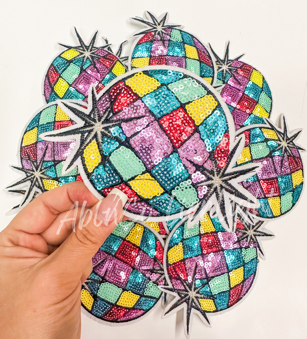 Trucker hat patches disco ball sequins patch iron on