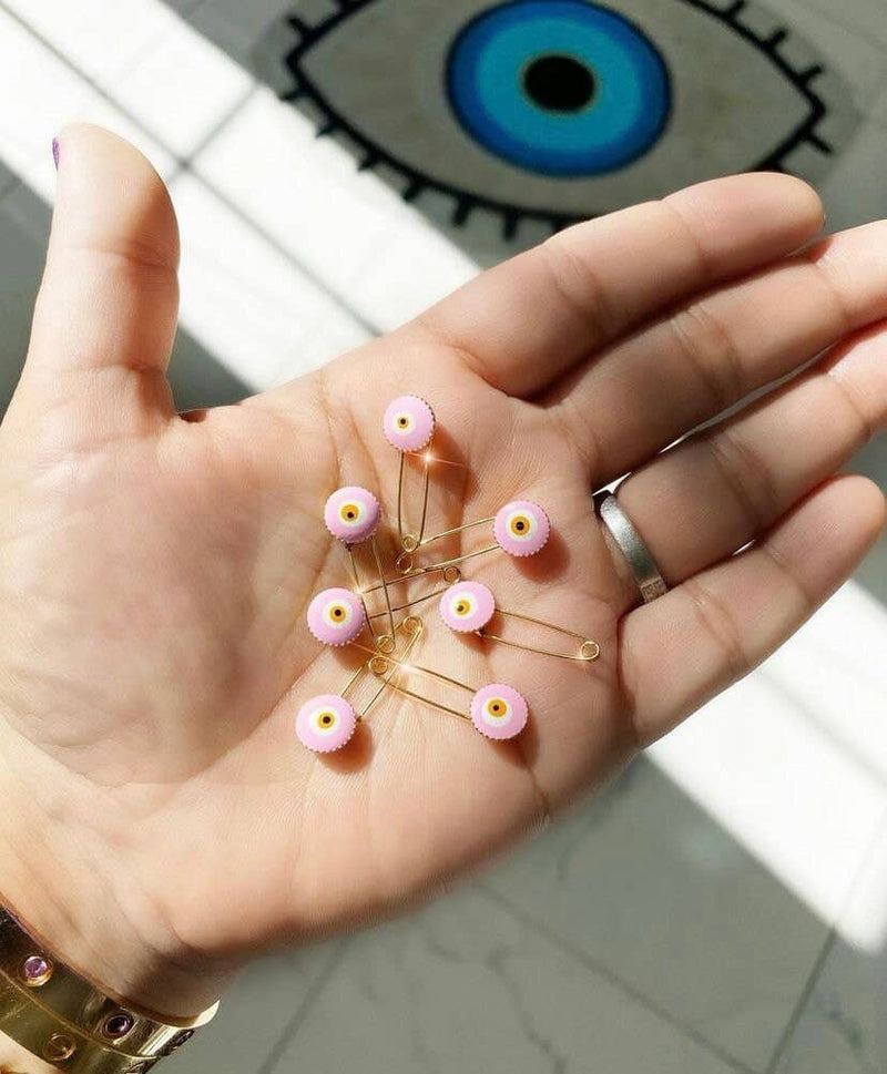 Evil Eye Protection Pin Brooch Minimalistic Handpaint