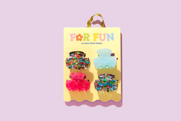 FOR FUN - Claw Hair Clip Set - Mini - Asst Colors - 4 Pc Set