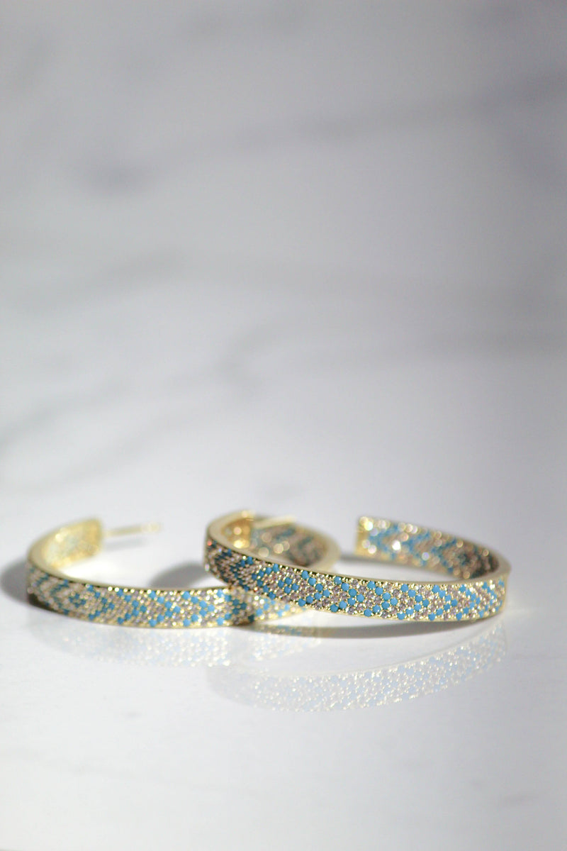 AXEL HOOPS- TURQUOISE COLORFUL HOOPS + 14K GOLD VERMEIL