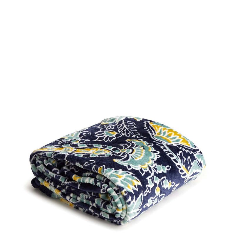 Plush Throw Blanket : Gemstone Paisley Aqua