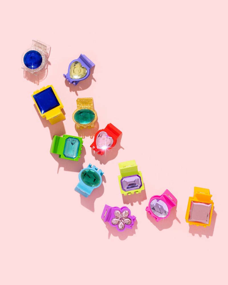 Claw Hair Clip - Small - Green w/ Purple Emerald Gemstones