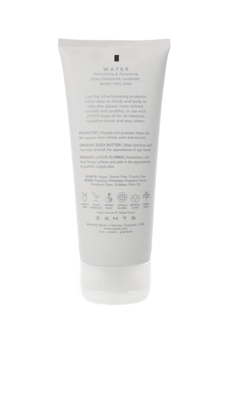 Water, ZENTS Age Defying Probiotic Lotion, 6.4oz