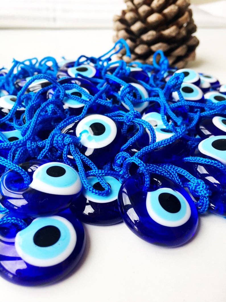 Evil eye bead, blue glass evil eye charm