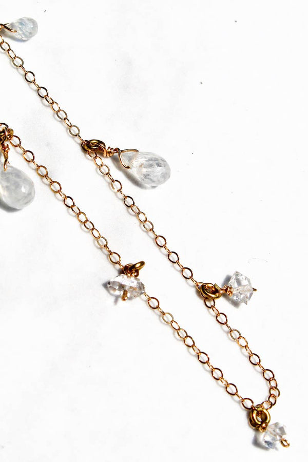 MOONDROPS HERKIMER NECKLACE- 14K GOLDFILL: Sterling Silver