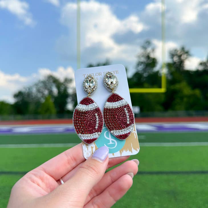 BEADED MAROON FOOTBALLS