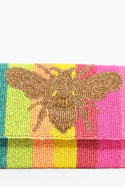Rainbow Bee Beaded Clutch