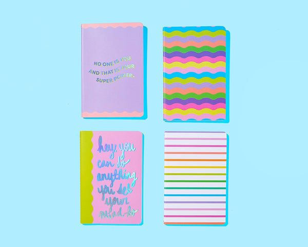 Mini Notebook Set - Neon + Foil - 4 Piece Set
