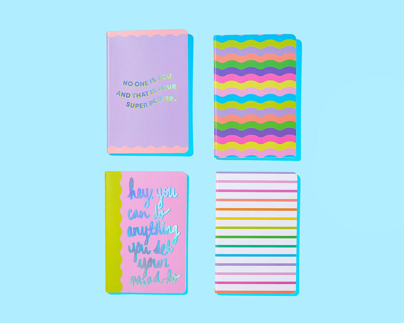 Mini Notebook Set - Neon + Foil - 4 Piece Set