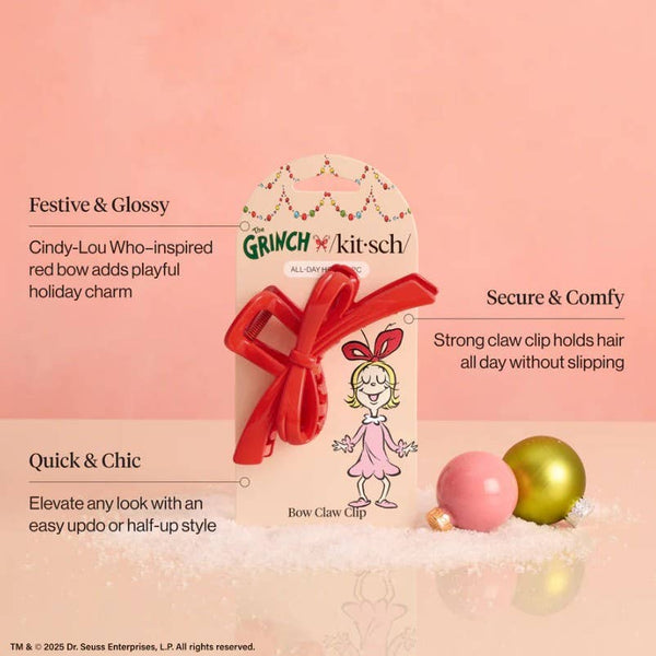 The Grinch x Kitsch Red Bow Claw Clip