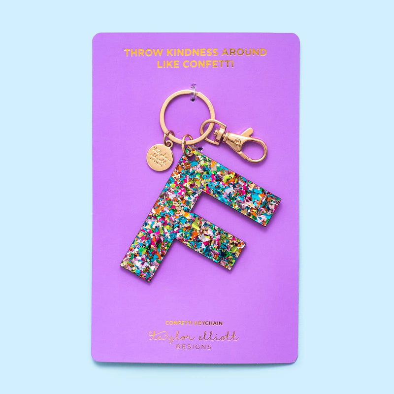 Keychain - Letters A-Z - Colorful Confetti - Each