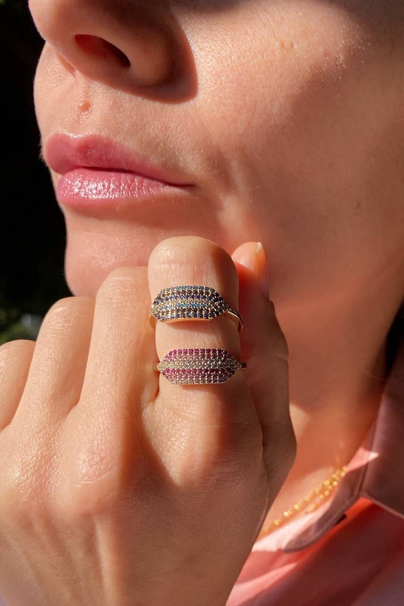 ZAZA STRIPE RING- PINK: 6