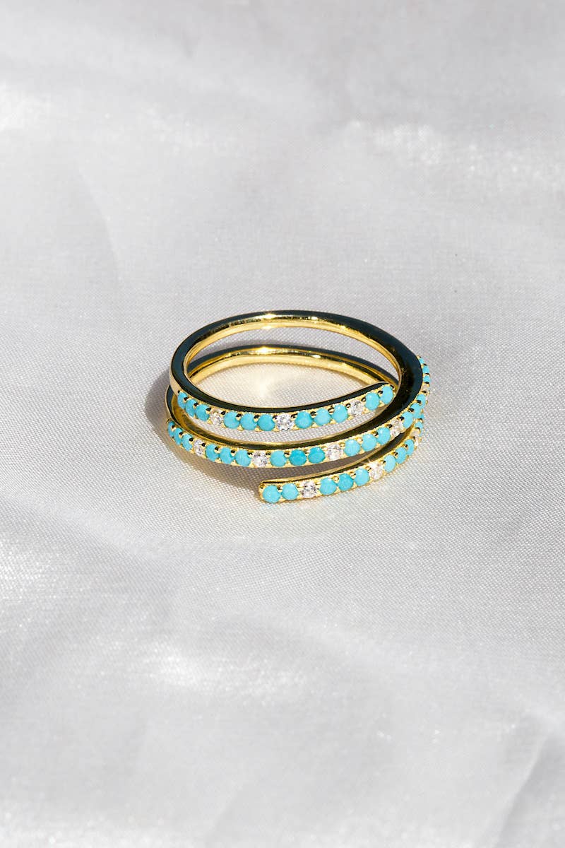 TURQUOISE SPIRAL RING: 6