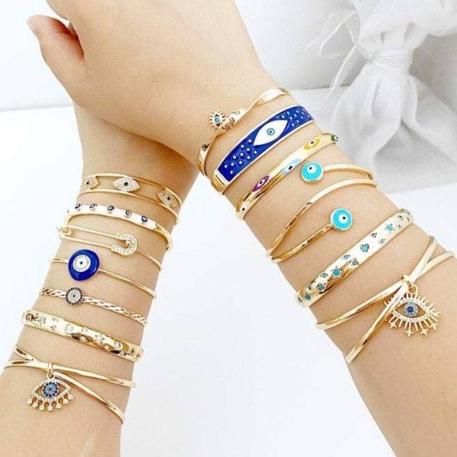 Evil Eye Bracelet, Cuff Bracelet, Evil Eye Jewelry, Gold Bracelet, Turkish Evil Eye