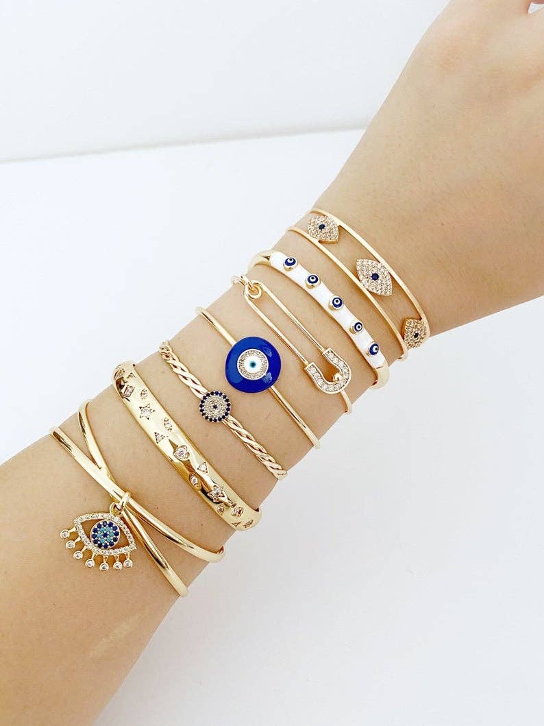 Evil Eye Bracelet, Cuff Bracelet, Evil Eye Jewelry, Gold Bracelet, Turkish Evil Eye