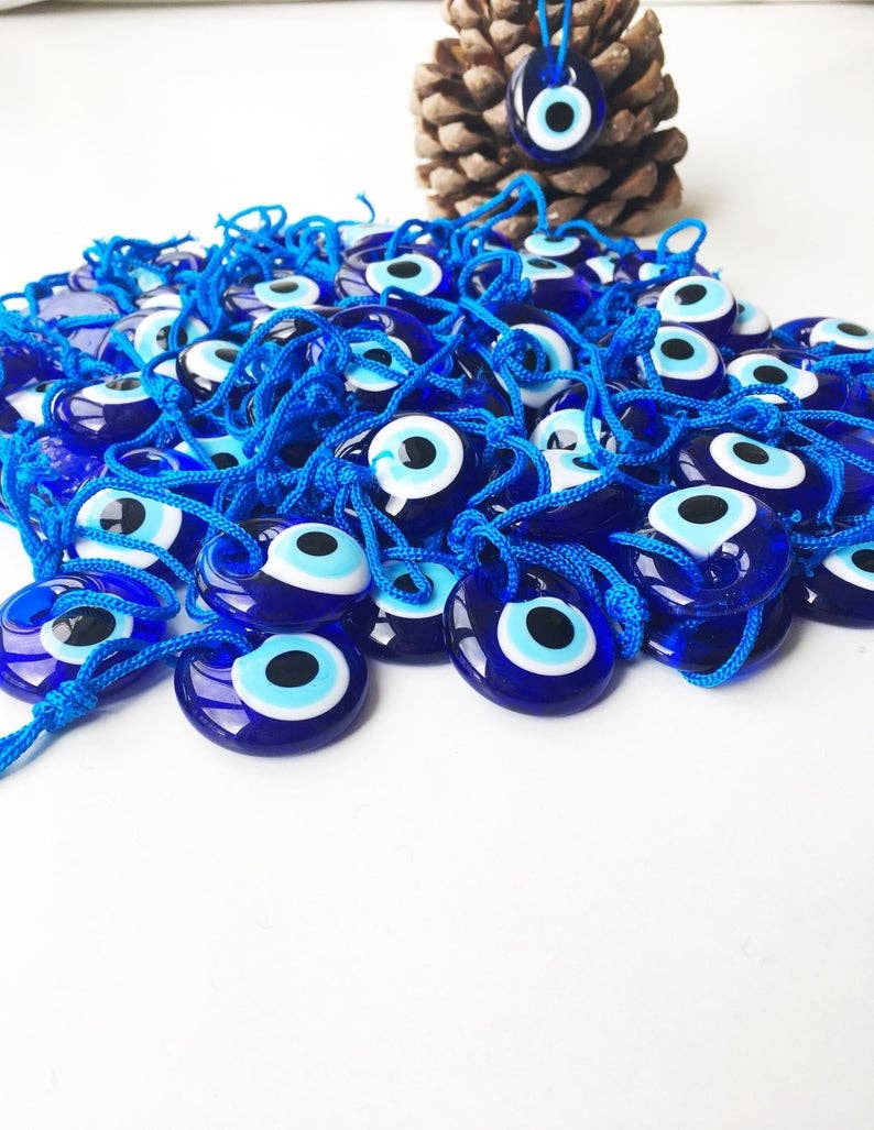 Evil eye bead, blue glass evil eye charm