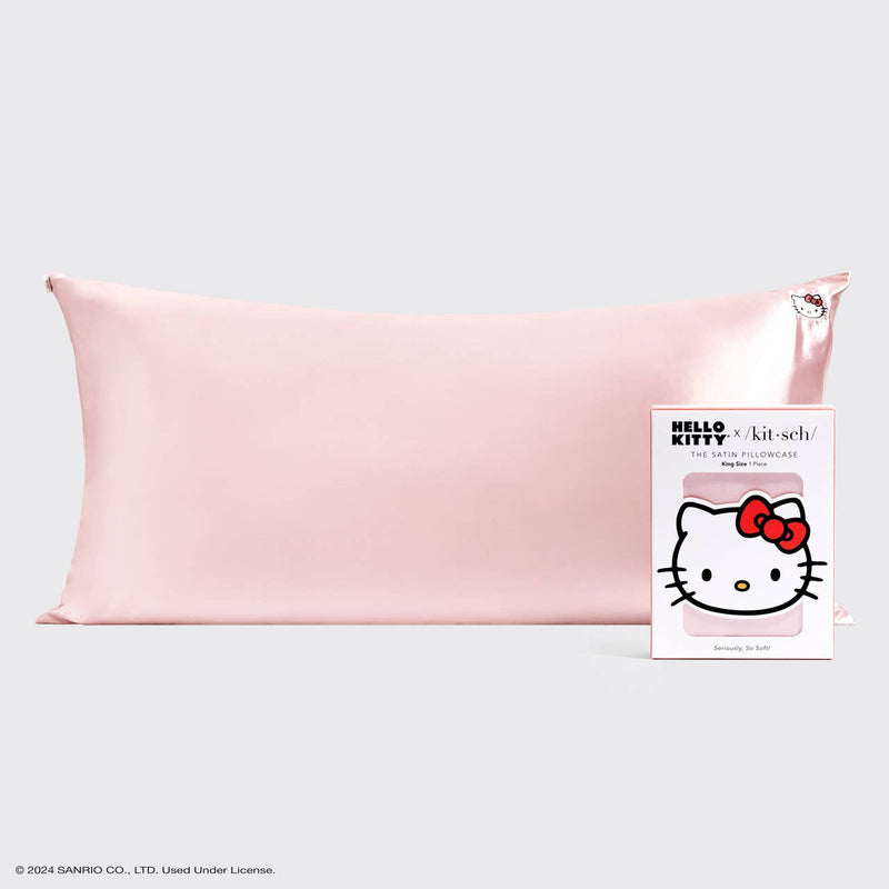 Hello Kitty x Kitsch Pillowcase King - Solid Pink Kitty Face