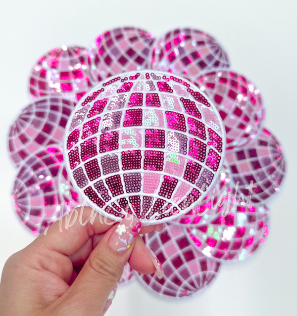 Pink Sequins Discoball patch trucker hat patch iron on