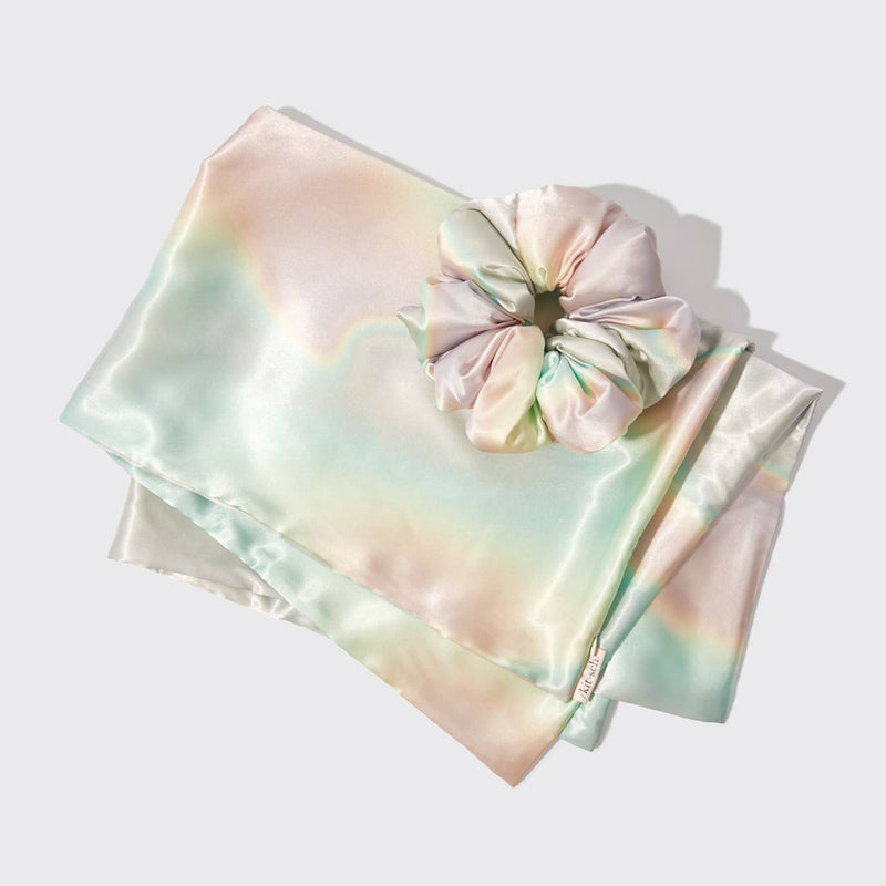 Well Rested Satin Pillowcase and Pillow Scrunchie 2pc - Aura