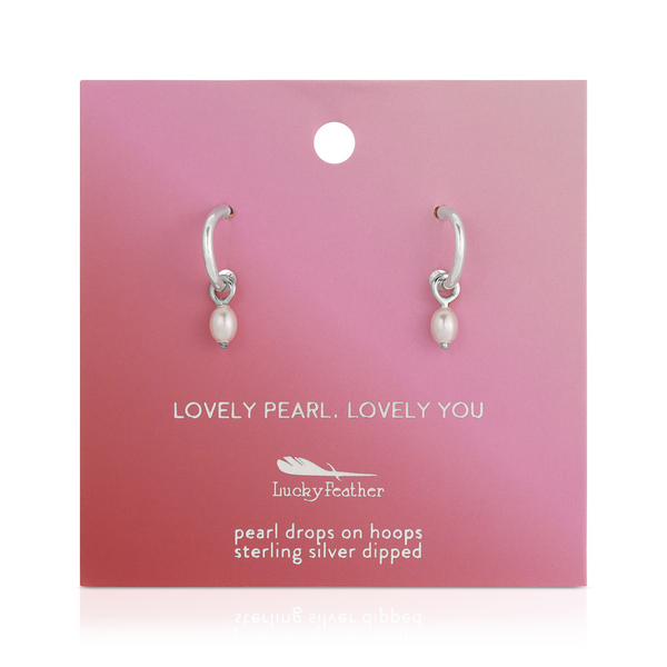 Hoops with Drop  - Pearl (Silver) - Lovely