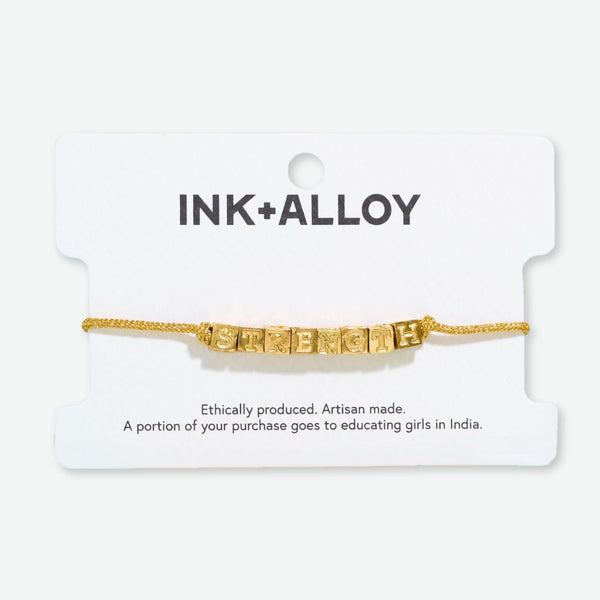 Goldie Gold Lurex Cord with Brass Letters Adjustable Strength