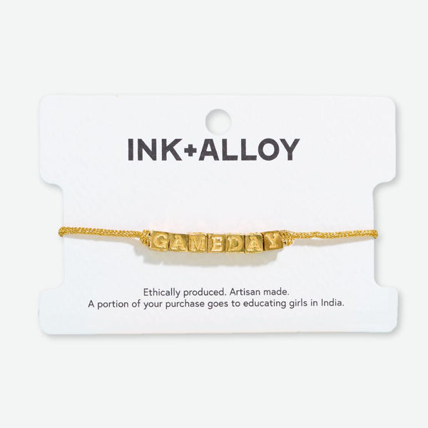 Goldie Gold Lurex Cord with Brass Letters Adjustable Gameday