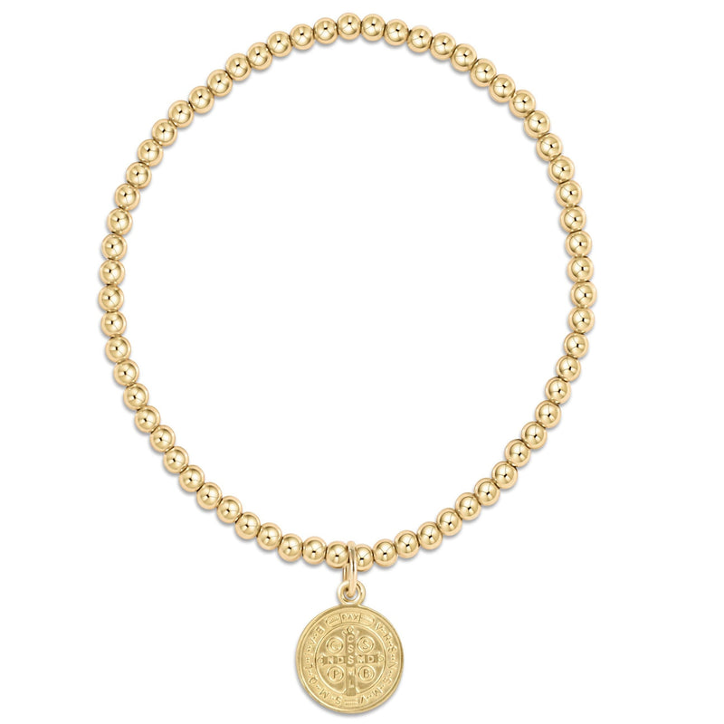 Classic Gold 3mm Bead Bracelet - Blessing Gold Disc