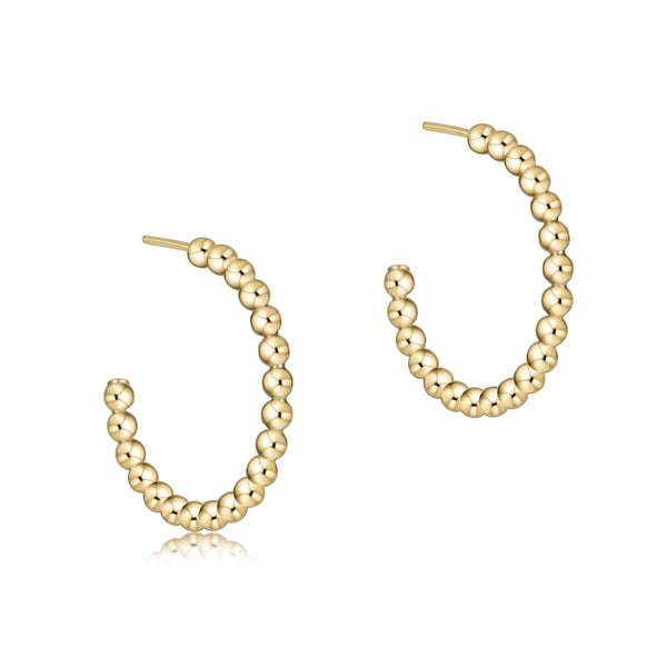 Beaded Classic 1" Post Hoop - 2mm Gold